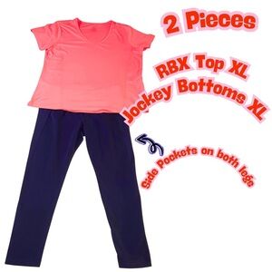 RBX Coral Top and Navy Leggings Set